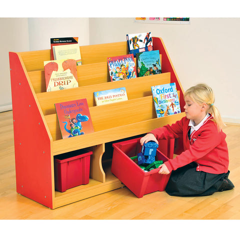 Milan Tiered Bookcases with 3 Coloured Trays-Bookcases, Classroom Displays, Classroom Furniture, Shelves, Storage, Storage Bins & Baskets-Learning SPACE