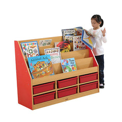 Milan Tiered Bookcases with 6 Coloured Trays-Bookcases, Classroom Displays, Classroom Furniture, Shelves, Storage, Storage Bins & Baskets-Learning SPACE