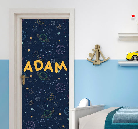 Planets in Space Door sticker - Personalisable-Outer Space, Star & Galaxy Theme Sensory Room, Sticker, Wall & Ceiling Stickers-Learning SPACE