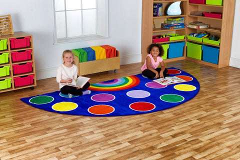 Rainbow™ Semi-Circle Placement 3x1.5m Carpet-Corner & Semi-Circle, Kit For Kids, Mats & Rugs, Multi-Colour, Placement Carpets, Rainbow Theme Sensory Room, Rugs-Learning SPACE