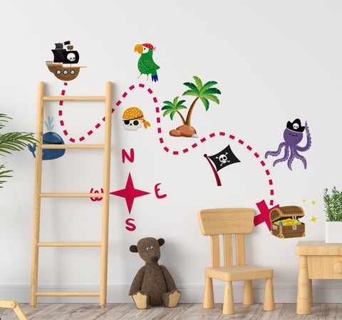 Treasure Map Wall Sticker-Dinosaurs. Castles & Pirates, Sticker, Wall & Ceiling Stickers, Wall Decor-Learning SPACE